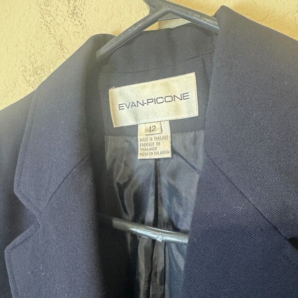 Vintage Evan Picone Blazer Wool blend Womens Size 12 Navy Blue Gold Buttons 90s - Picture 3 of 6